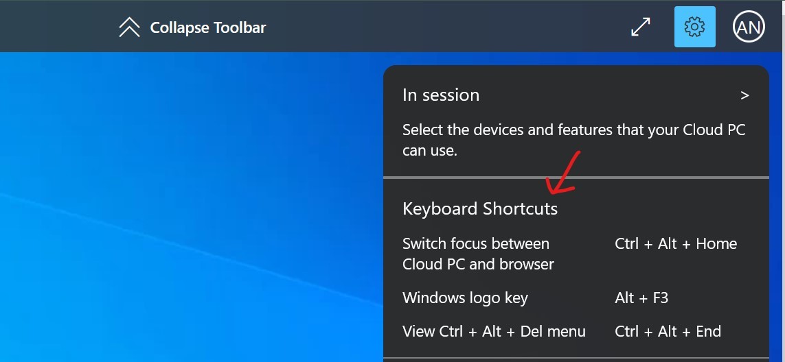 W365 Keyboard Shortcuts